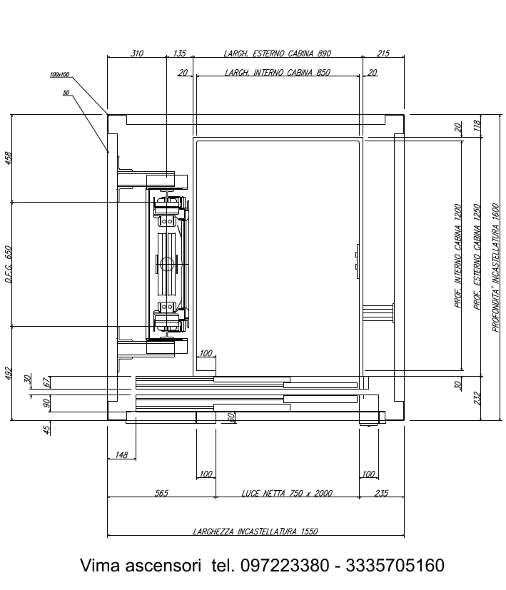 Dimensioni E Misure Vano Piattaforme Elevatrice Mini Ascensore